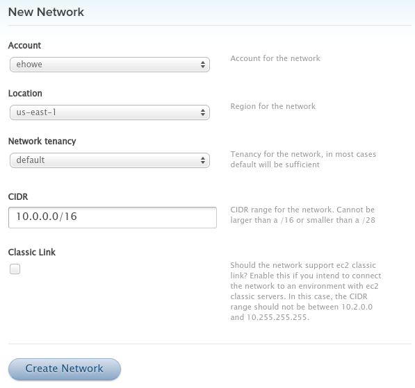 New network form